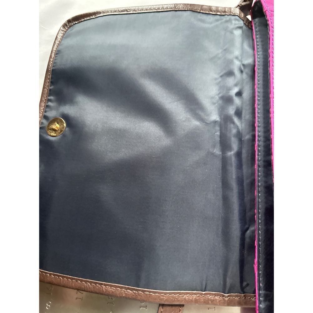 Tommy Hilfiger Pink Monogram Jacquard Nylon Crossbody Bag Brown Trim Gold Logo - Picture 5 of 11